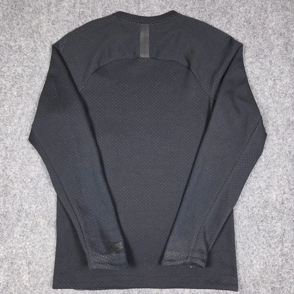 Nike Tech Pack Crew Neck Top Mens Small Black Long Sleeve Side Zip Textured